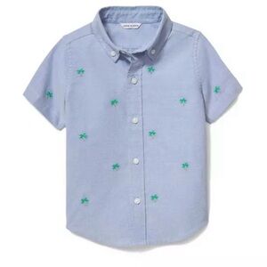 Boys Janie and Jack Palm Oxford Short Sleeve Button Down Shirt size 2t